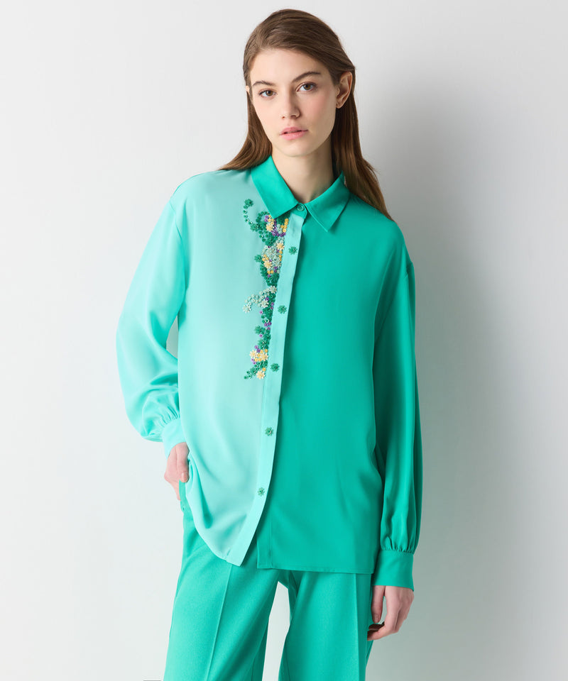 Ipekyol Embroidered Colorblock Shirt Green