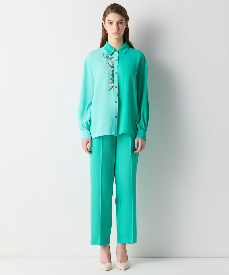 Ipekyol Embroidered Colorblock Shirt Green