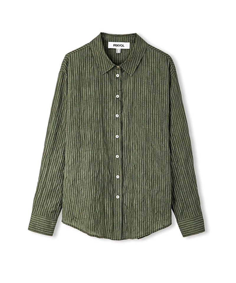 Ipekyol Textured Oversize Shirt Khaki