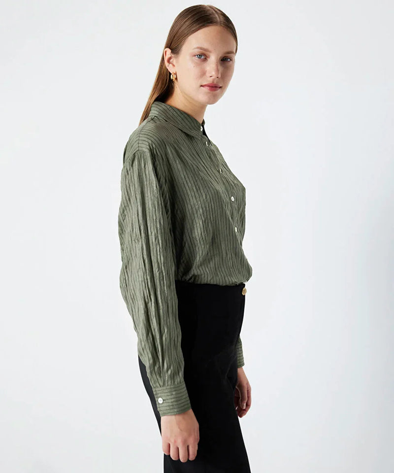 Ipekyol Textured Oversize Shirt Khaki