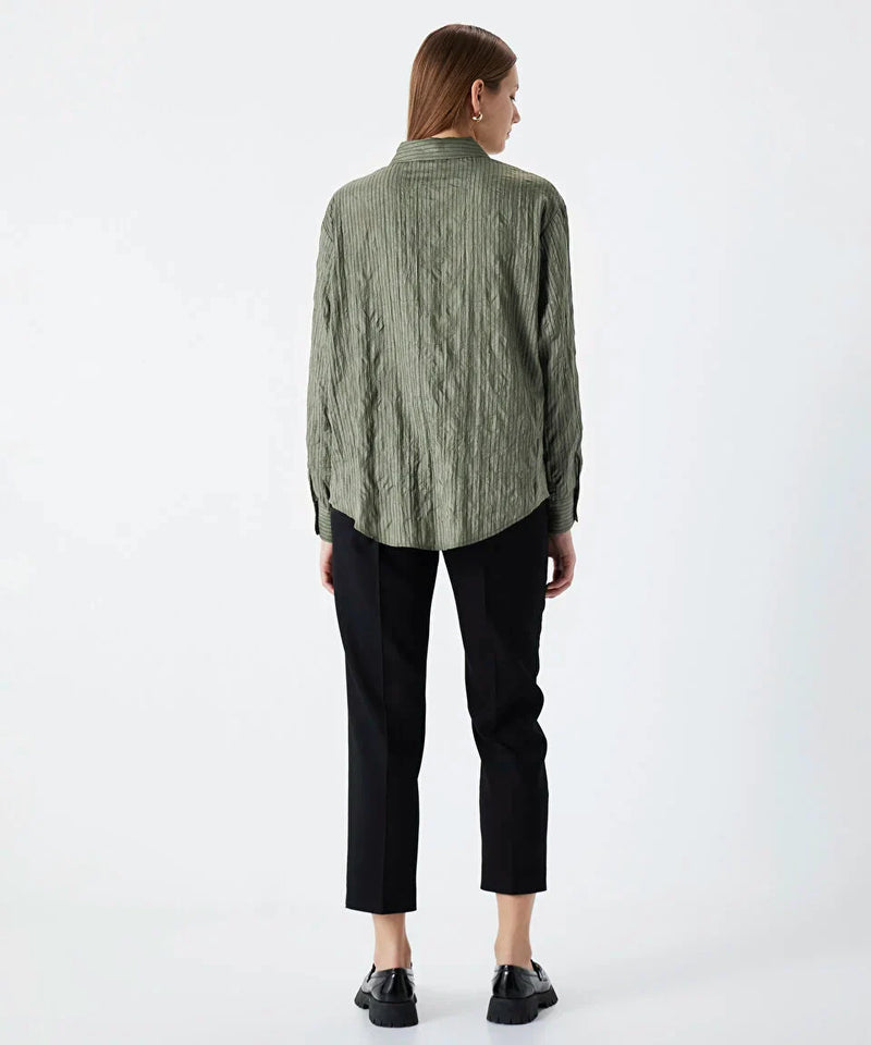 Ipekyol Textured Oversize Shirt Khaki