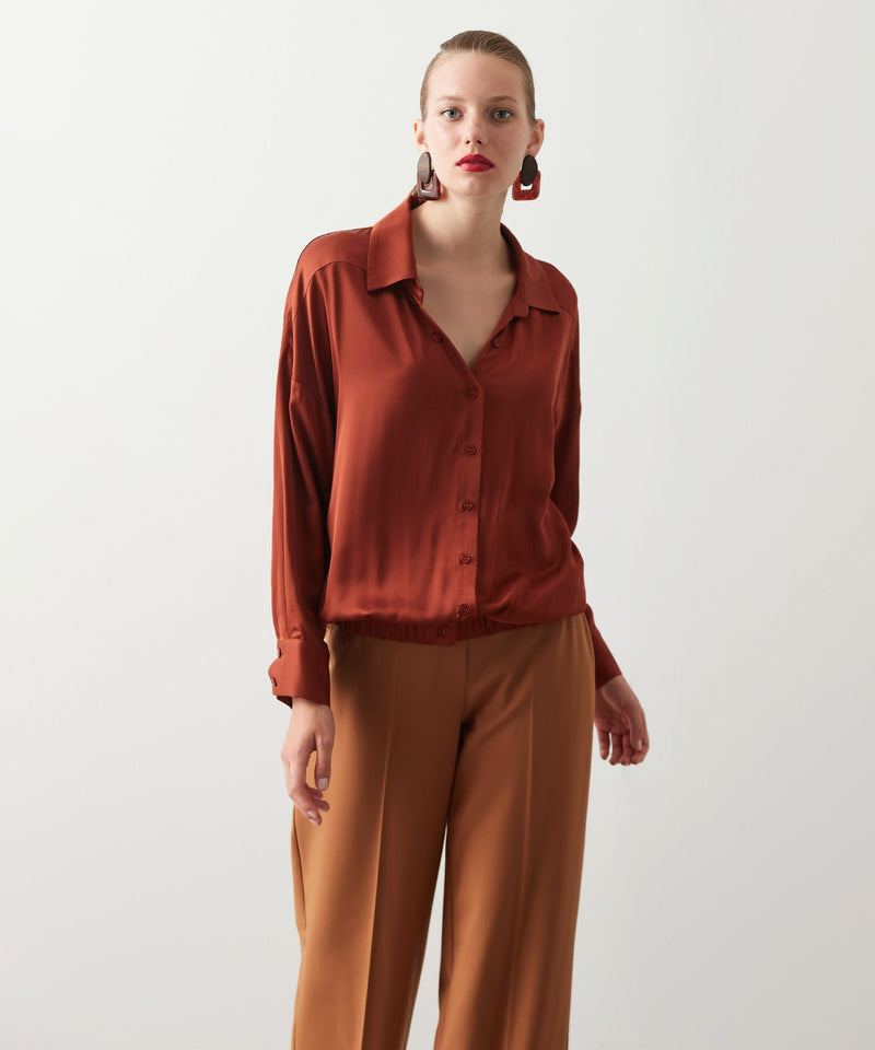 Ipekyol Long Sleeve Satin Blouse Terracotta