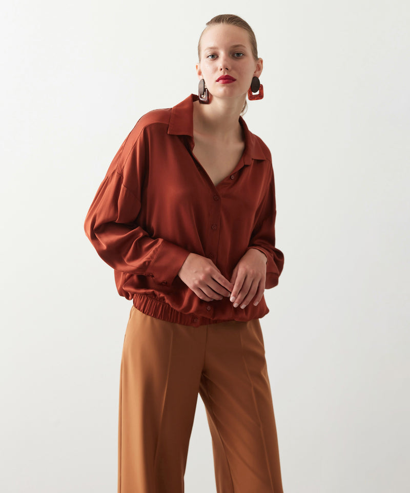 Ipekyol Long Sleeve Satin Blouse Terracotta