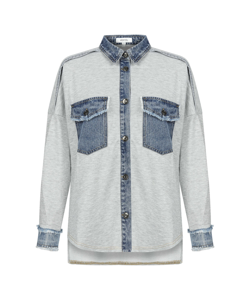 Ipekyol Mix Denim Shirt Grey Mlg