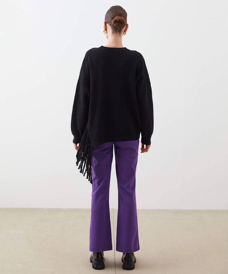 Ipekyol Fringed Detail Rib Sweater Black