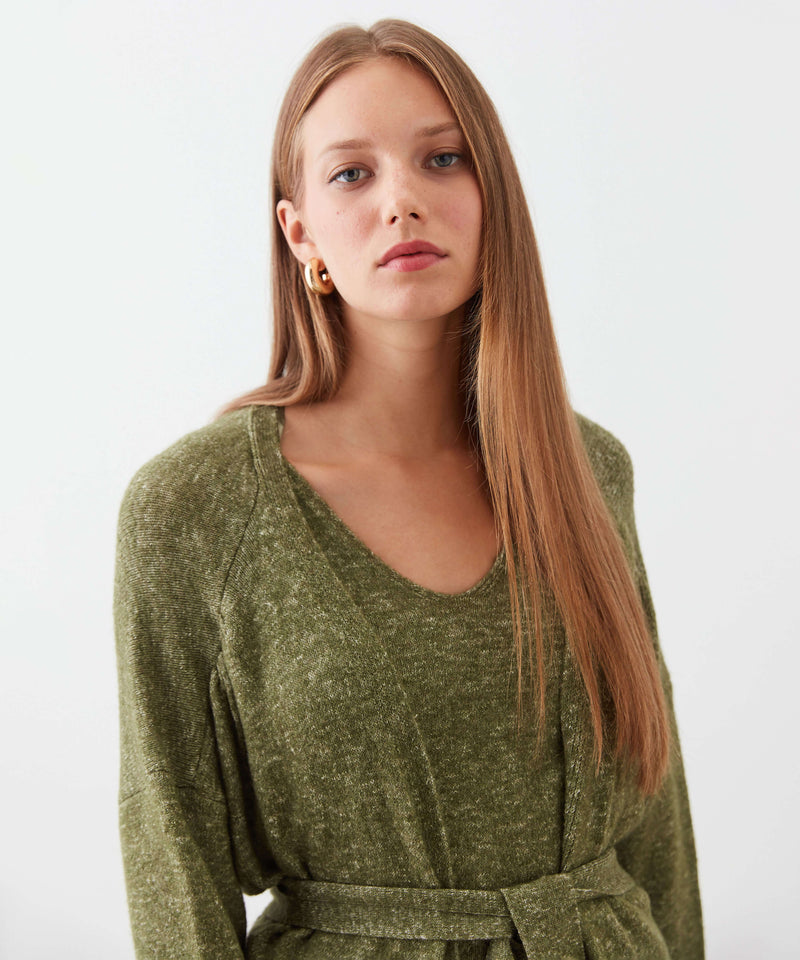 Ipekyol Long Sleeve Belted Knitwear Green