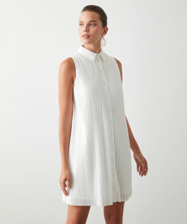 Ipekyol Sleeveless Pleated Shirt Dress White