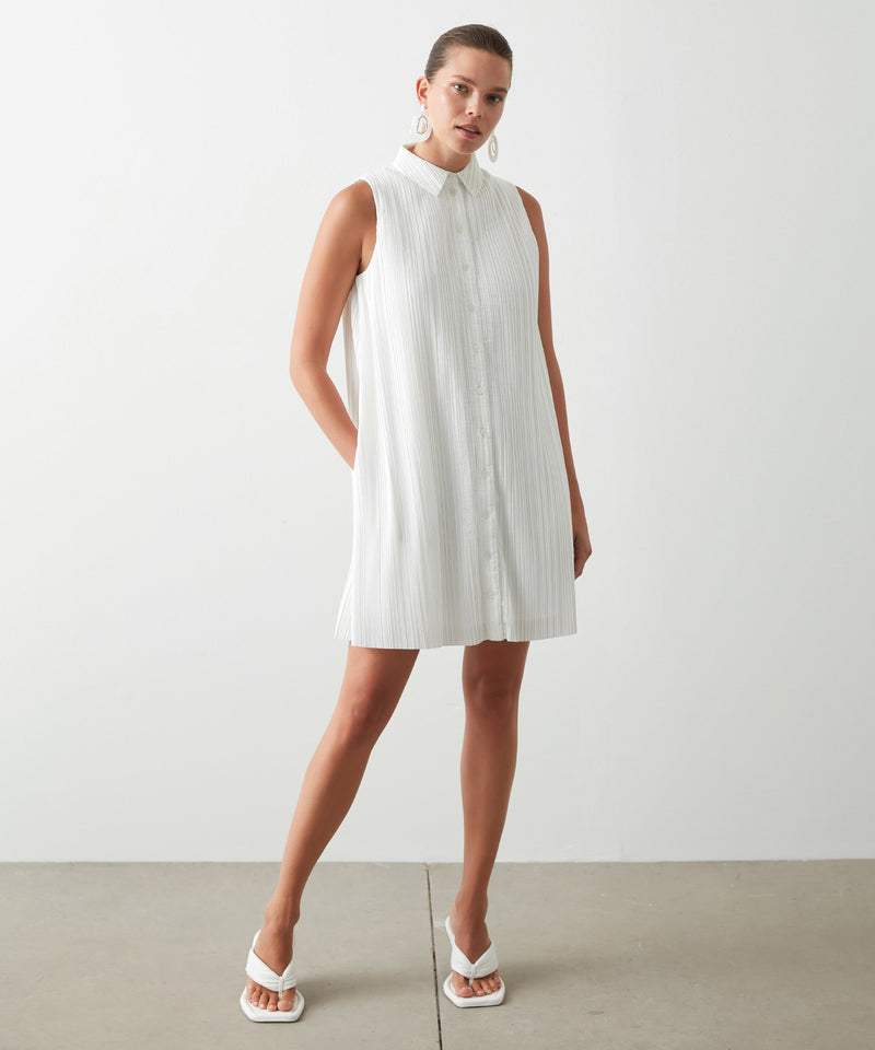 Ipekyol Sleeveless Pleated Shirt Dress White