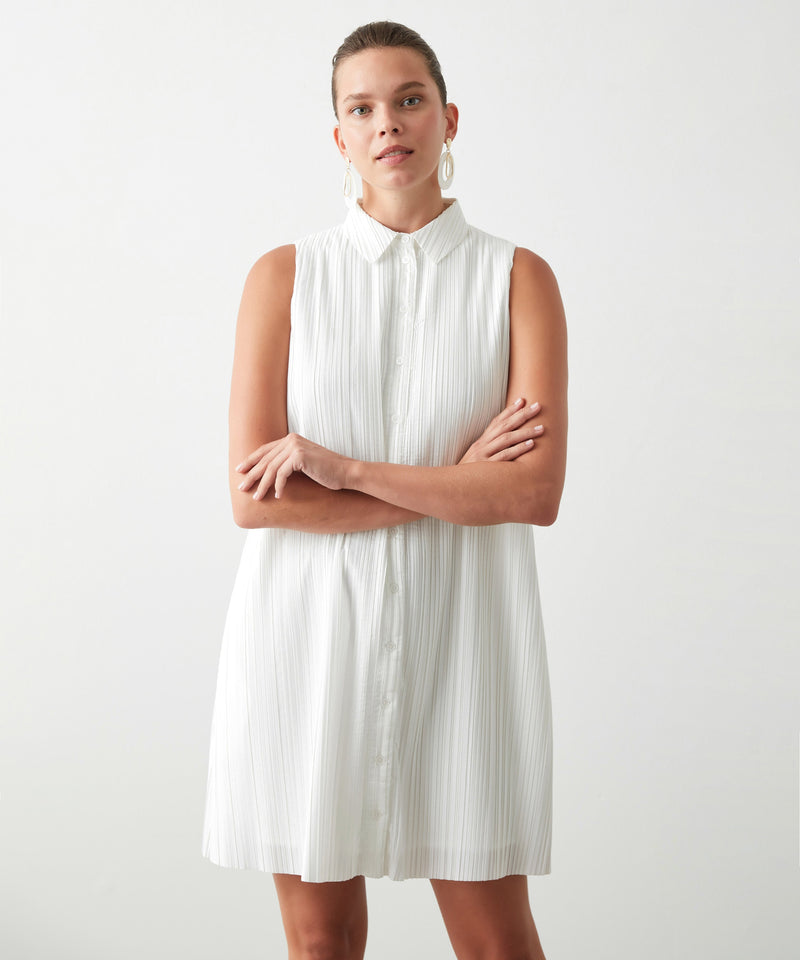 Ipekyol Sleeveless Pleated Shirt Dress White