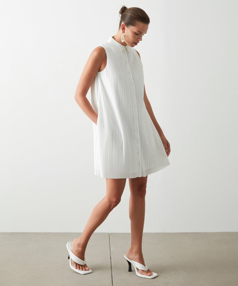 Ipekyol Sleeveless Pleated Shirt Dress White