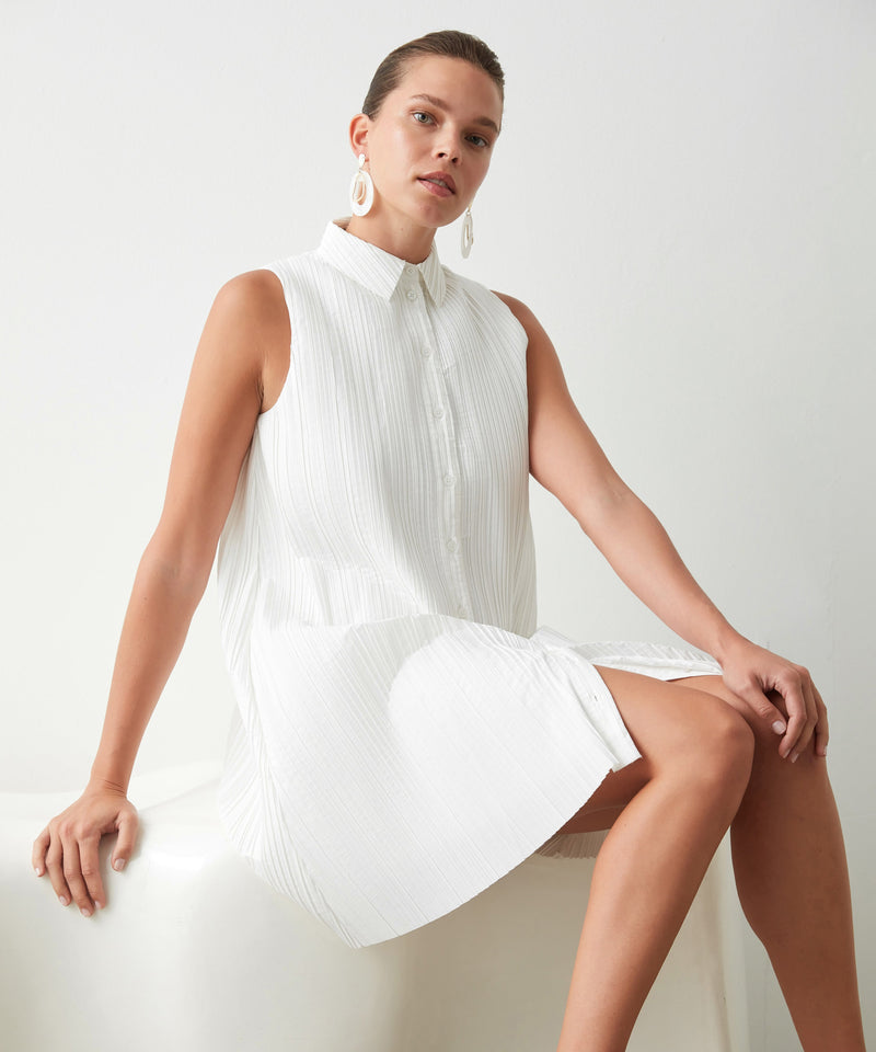 Ipekyol Sleeveless Pleated Shirt Dress White