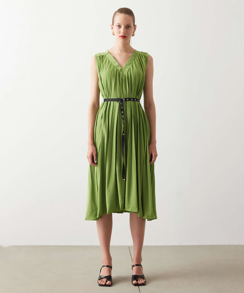 Ipekyol Sleeveless Pleated Dress Green