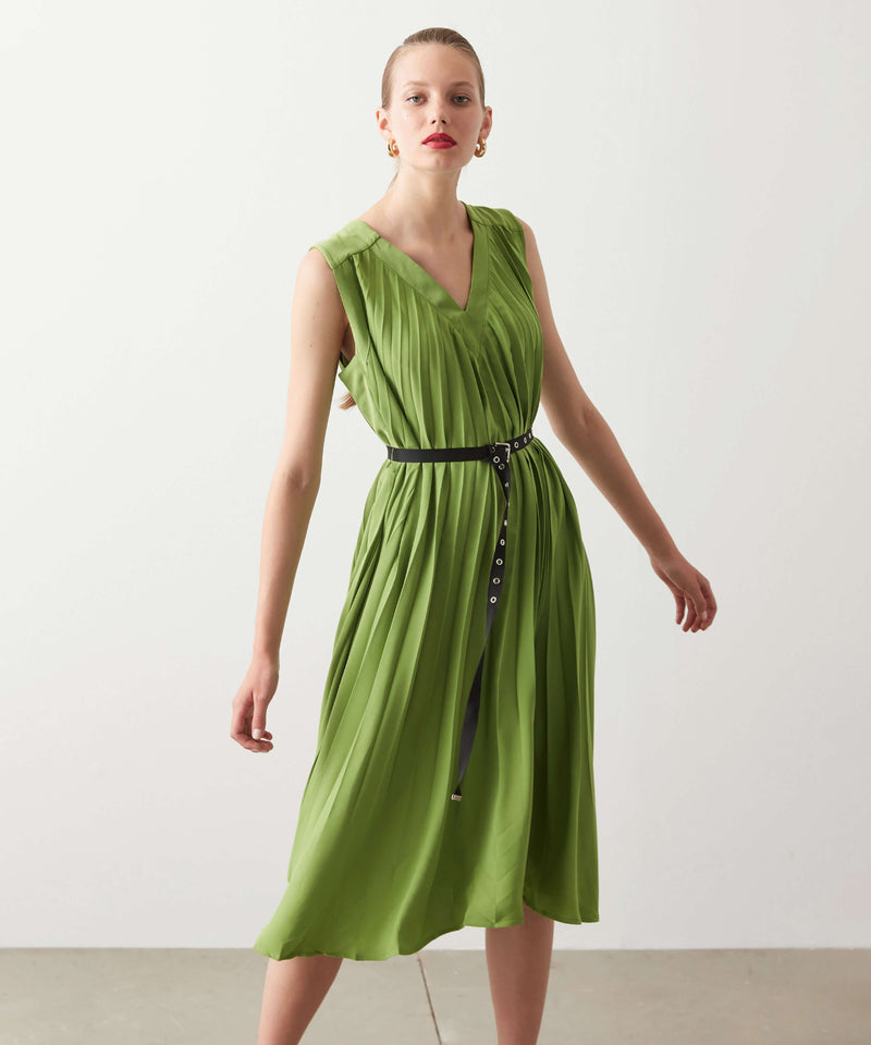 Ipekyol Sleeveless Pleated Dress Green