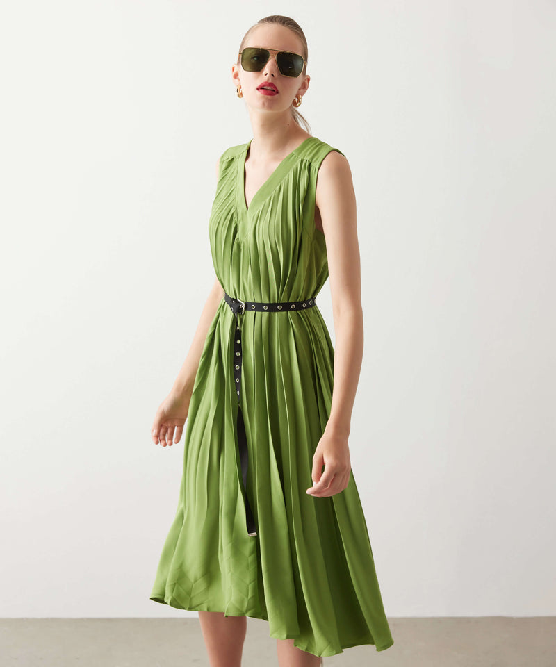 Ipekyol Sleeveless Pleated Dress Green