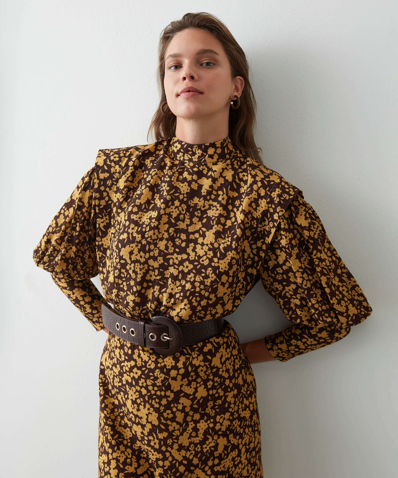 Ipekyol Flower Pattern Dress Brown