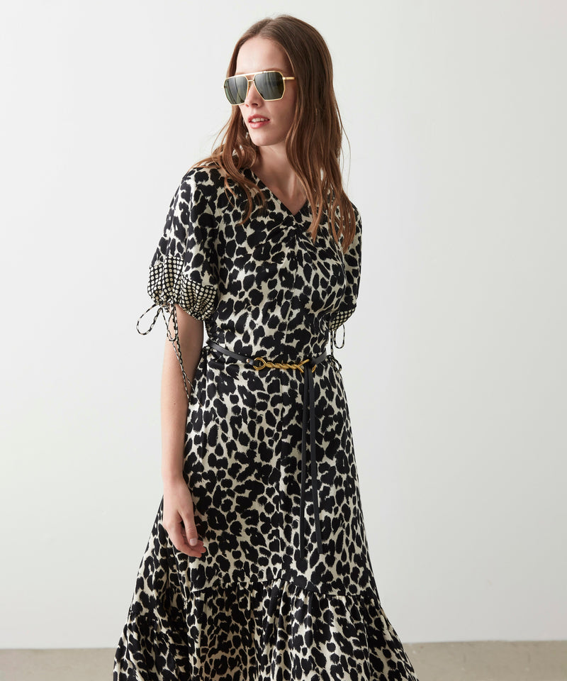 Ipekyol Leopard Print Satin Dress Black