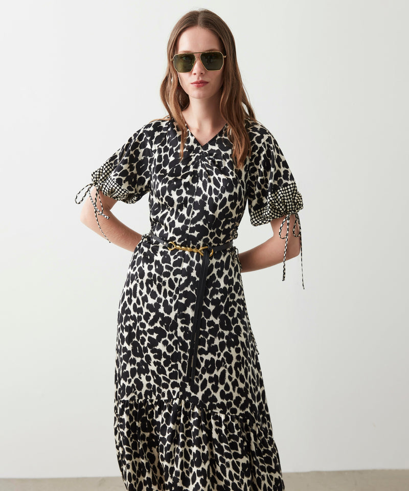 Ipekyol Leopard Print Satin Dress Black