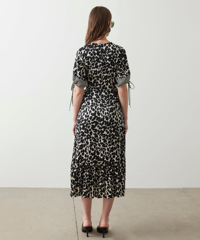 Ipekyol Leopard Print Satin Dress Black