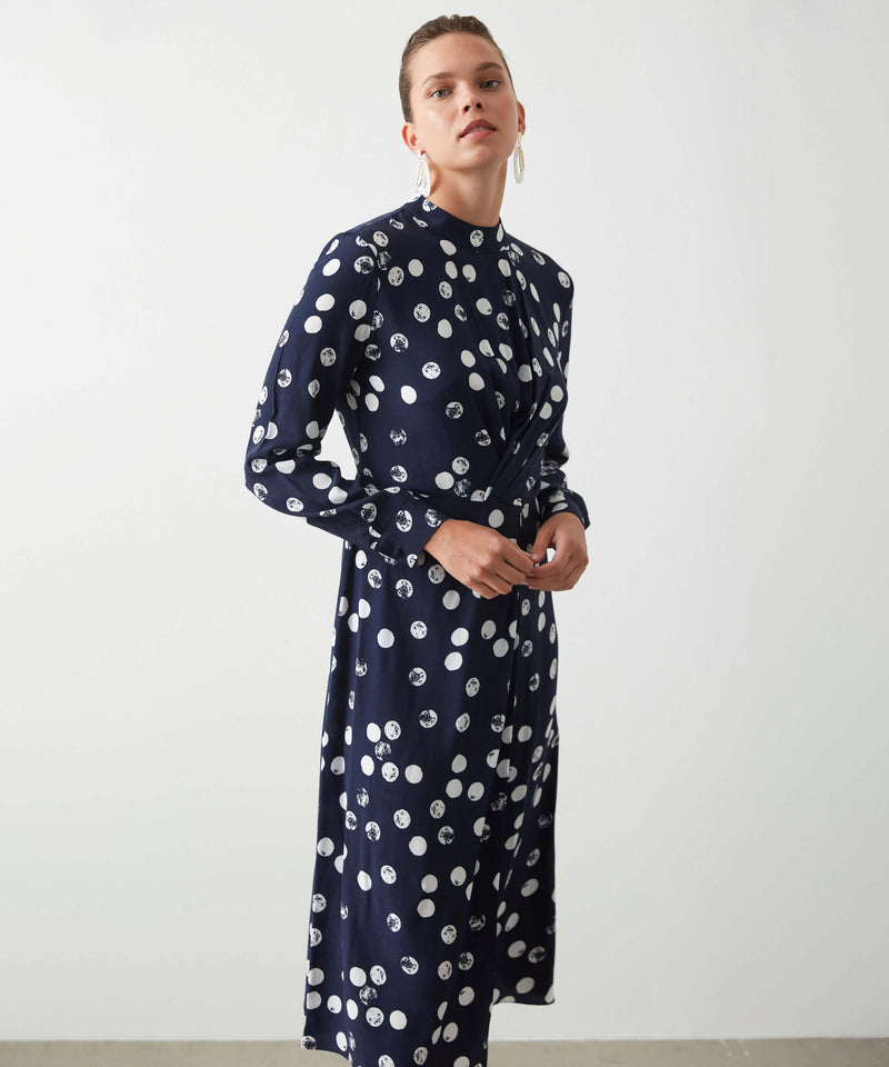 Ipekyol Polka Dot Midi Dress Navy