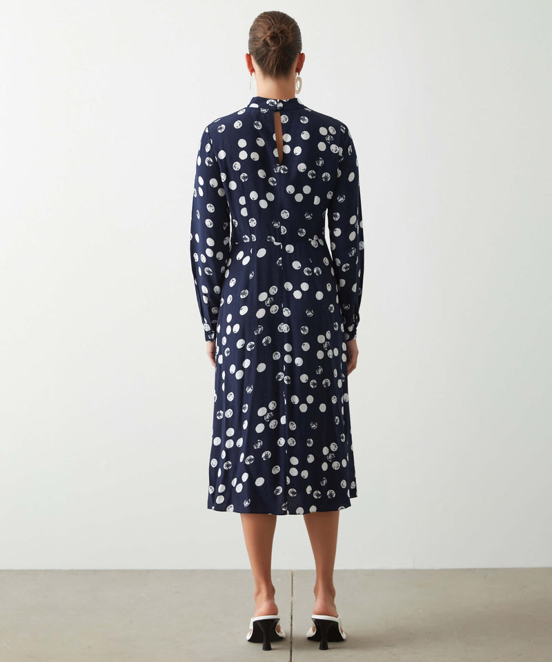 Ipekyol Polka Dot Midi Dress Navy