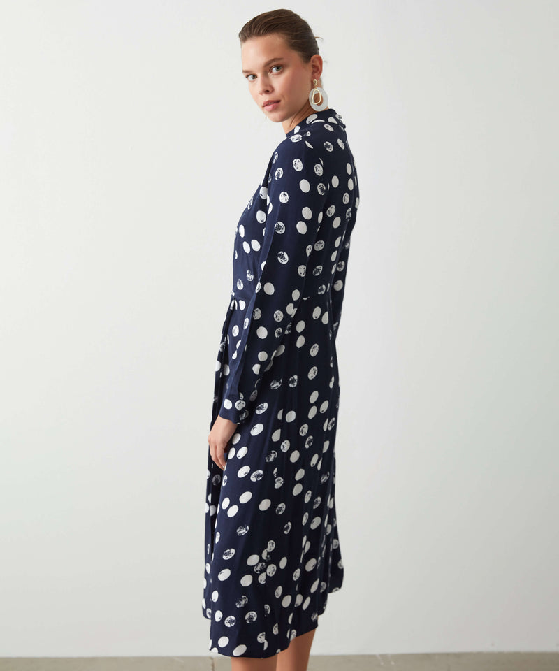 Ipekyol Polka Dot Midi Dress Navy