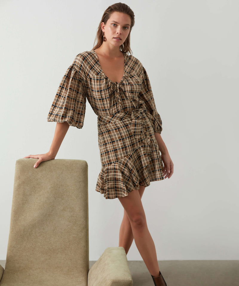 Ipekyol Plaid Pattern Mini Skirt Brown