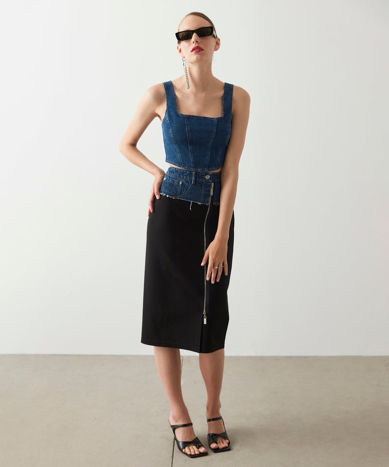 Ipekyol Denim-Blend Knit Skirt Black