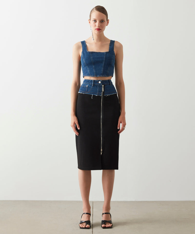 Ipekyol Denim-Blend Knit Skirt Black