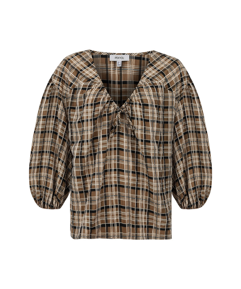 Ipekyol Plaid Pattern Blouse Brown