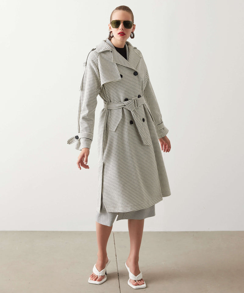 Ipekyol Square Pattern Trench Coat Oil