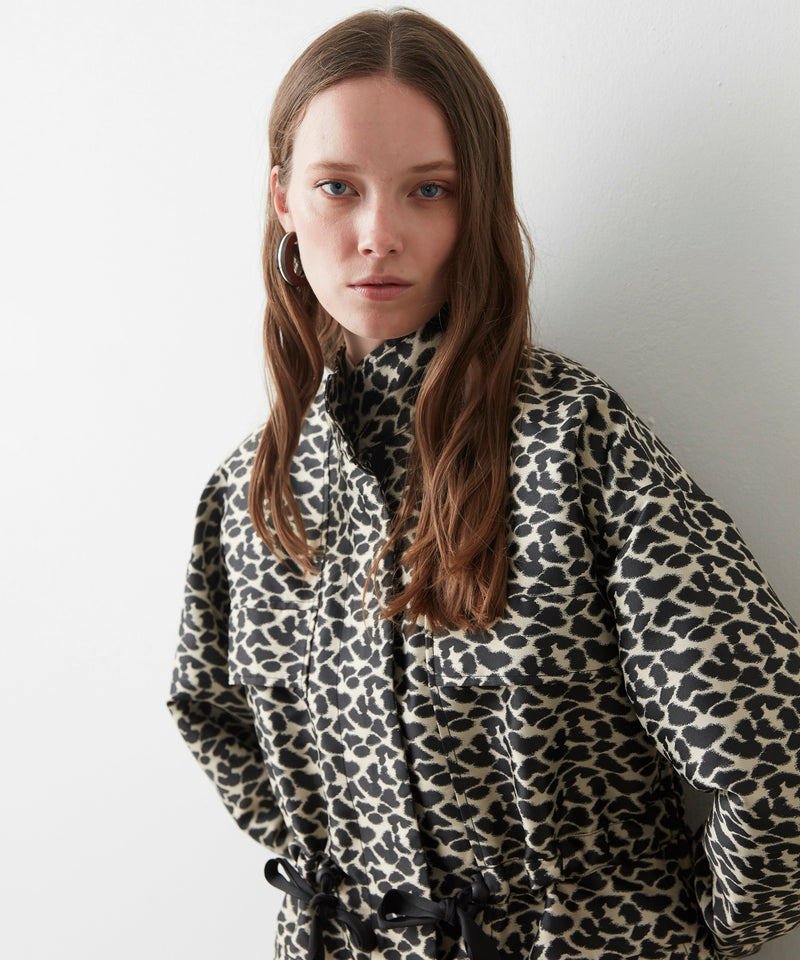 Ipekyol Leopard Pattern Jacquard Coat Black