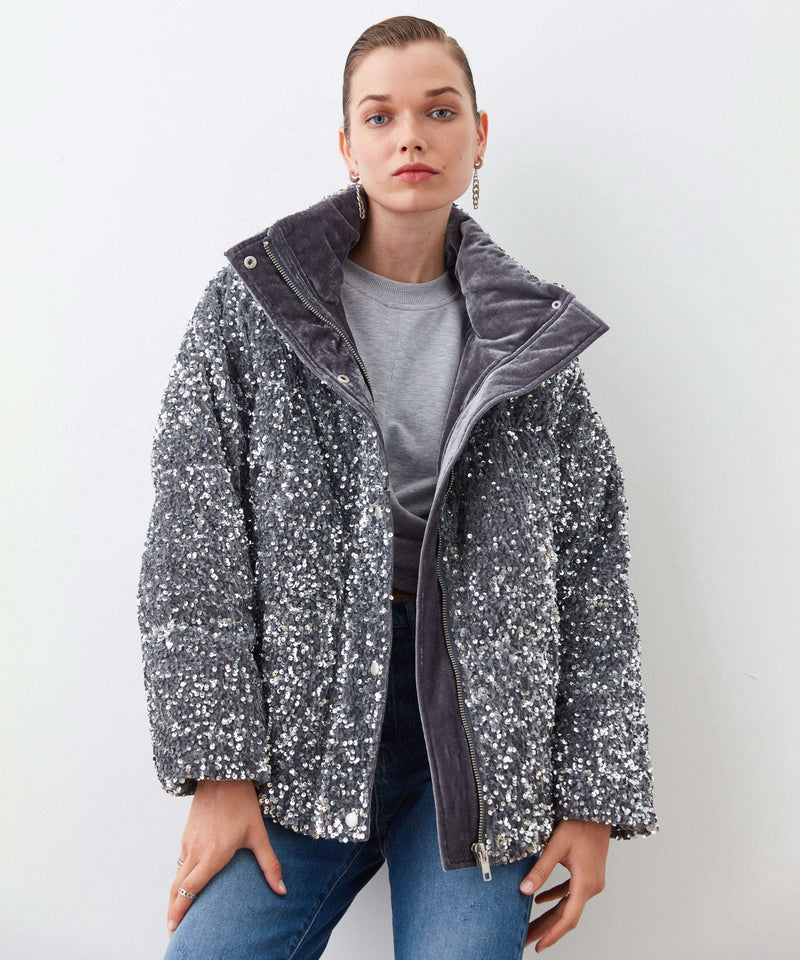 Ipekyol Sequin-Embroidered Coat Silver