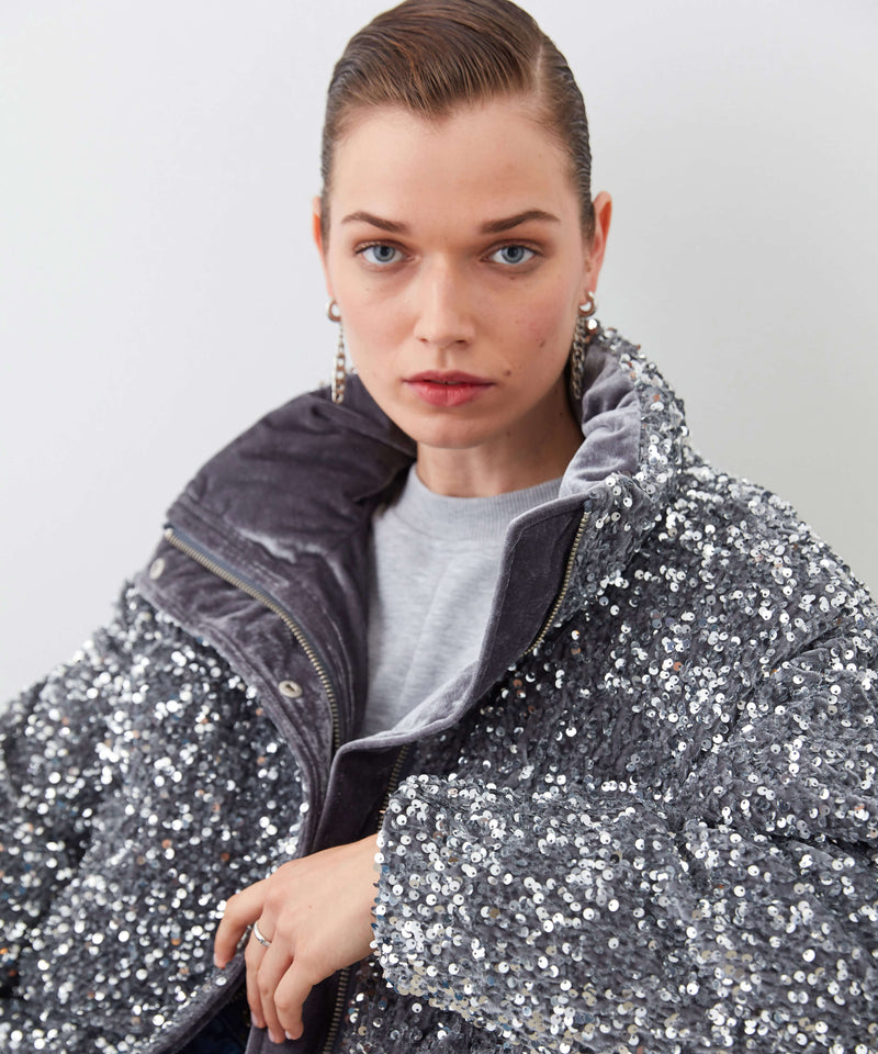 Ipekyol Sequin-Embroidered Coat Silver