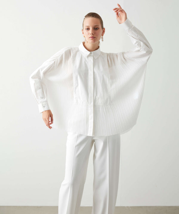 Ipekyol Pleat Fabric Mix Shirt Off White