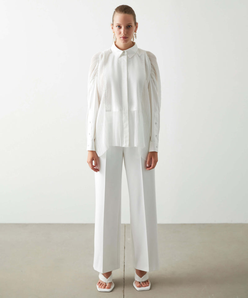 Ipekyol Pleat Fabric Mix Shirt Off White