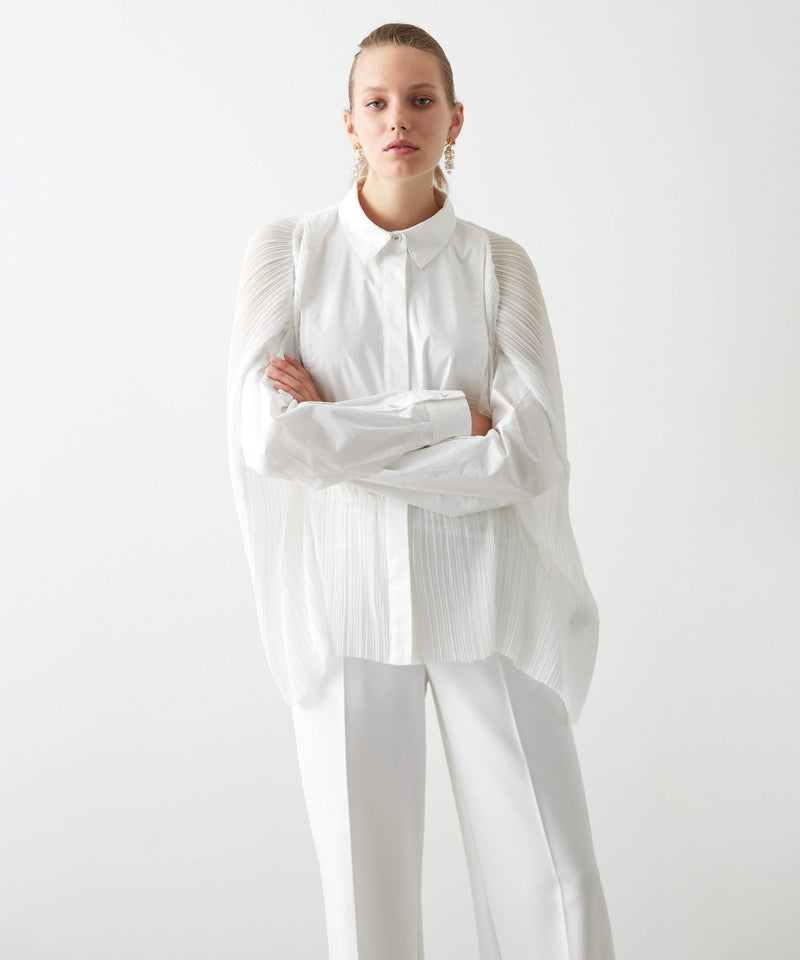 Ipekyol Pleat Fabric Mix Shirt Off White