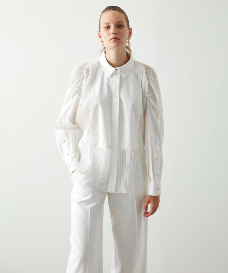 Ipekyol Pleat Fabric Mix Shirt Off White