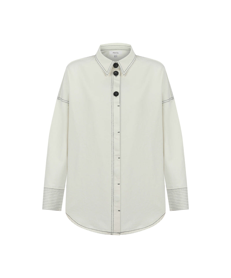 Ipekyol Contrast Stitched Twill Shirt Oil