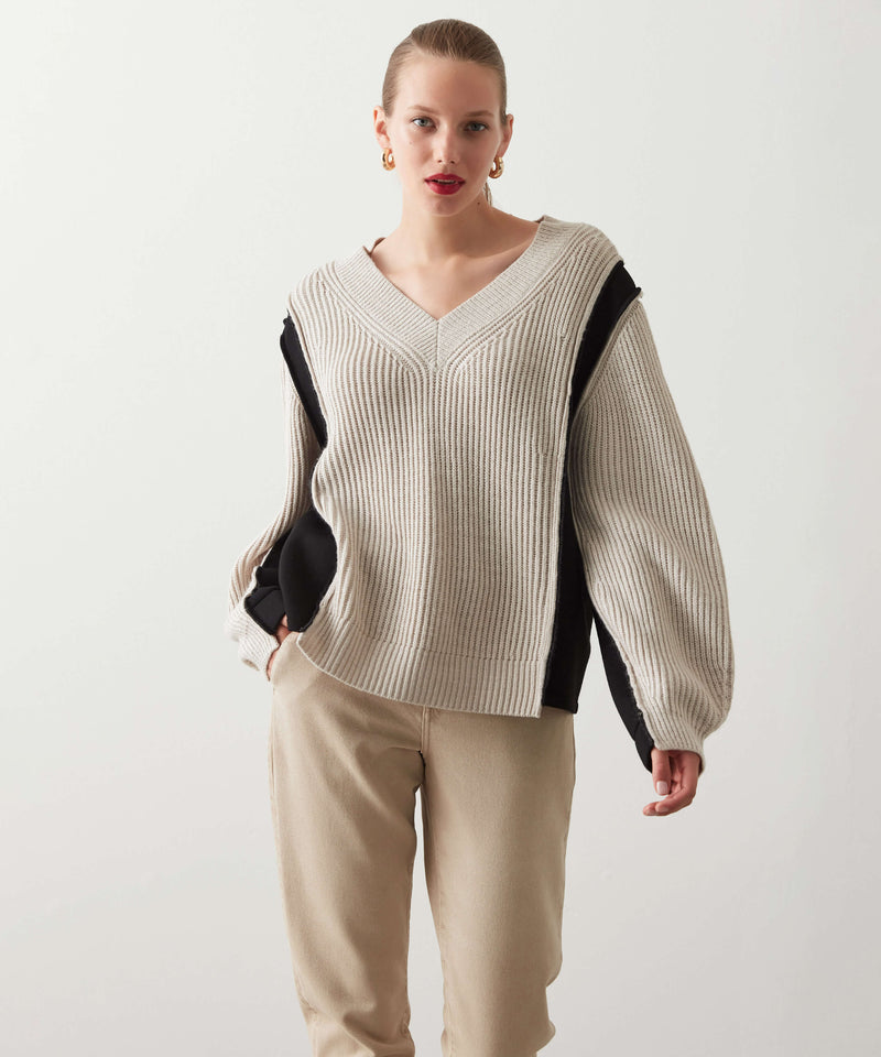 Ipekyol Coloblock Scuba Detailed Knitwear Natural