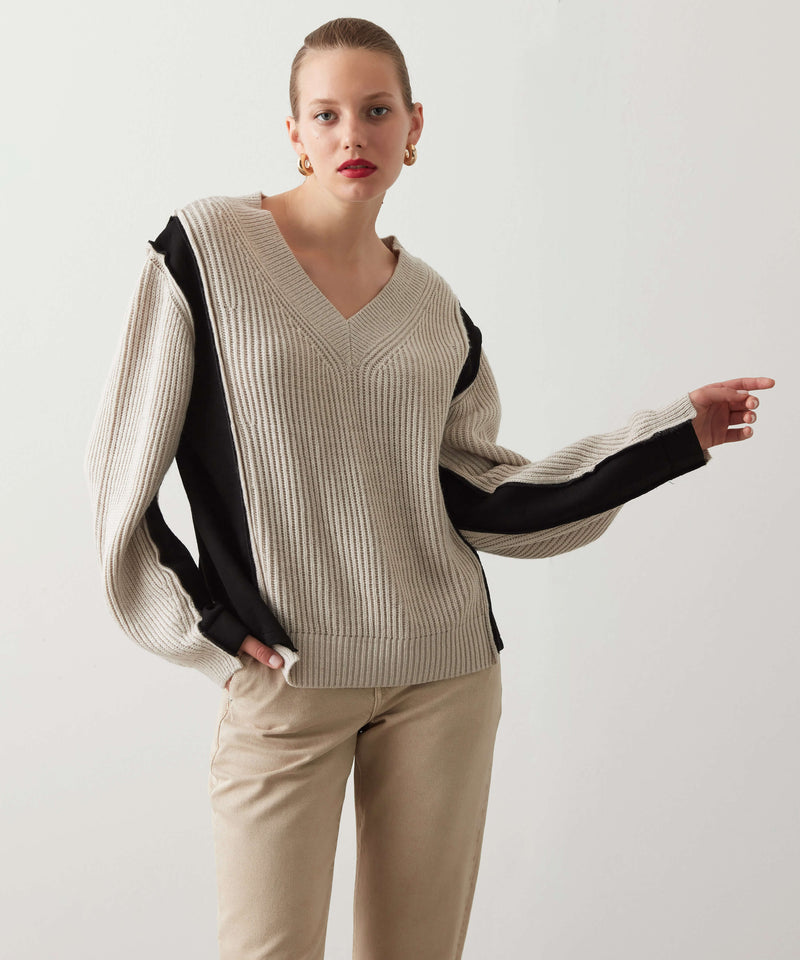 Ipekyol Coloblock Scuba Detailed Knitwear Natural