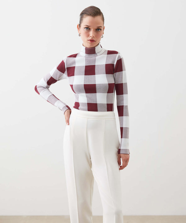 Ipekyol Checkered Pattern Knitwear Cherry