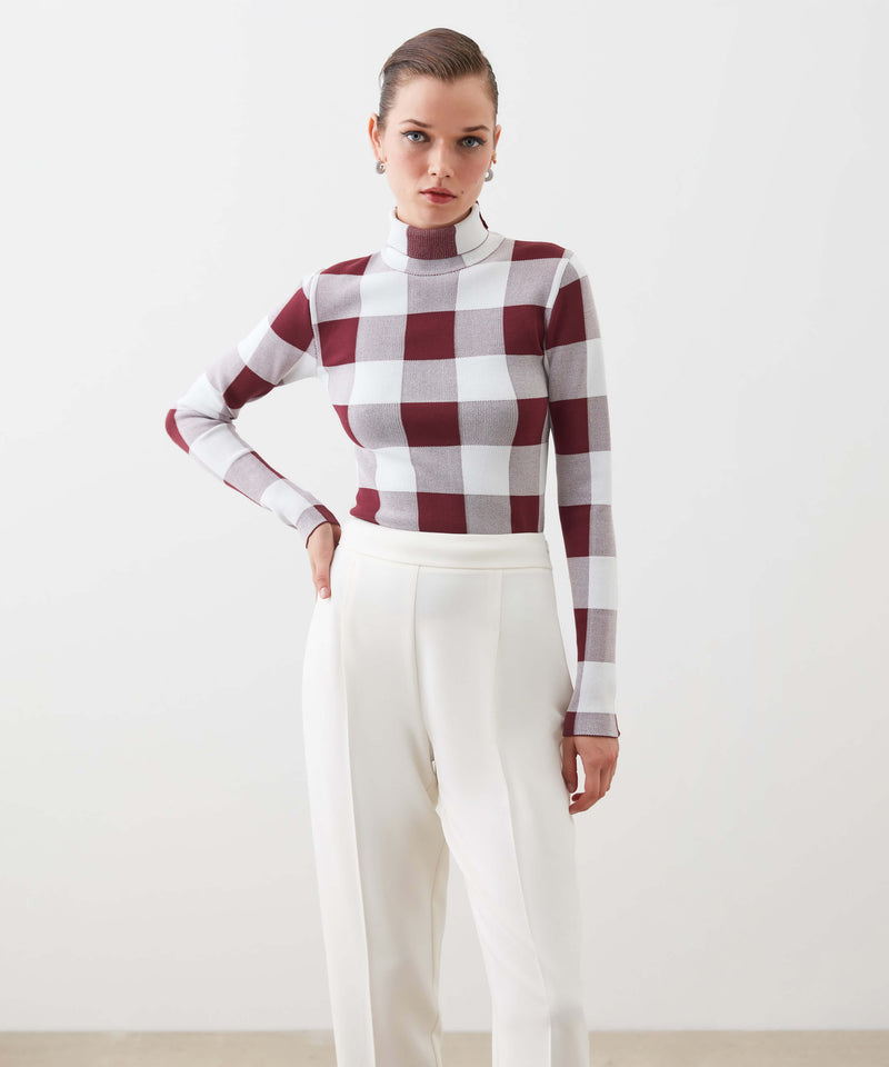 Ipekyol Checkered Pattern Knitwear Cherry