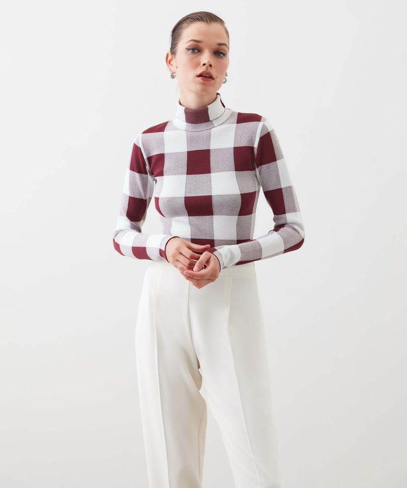 Ipekyol Checkered Pattern Knitwear Cherry