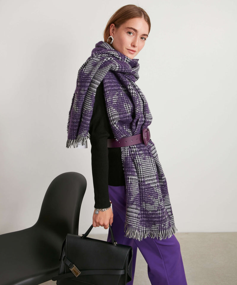 Ipekyol Patterned Fringed Detail Scarf  Purple