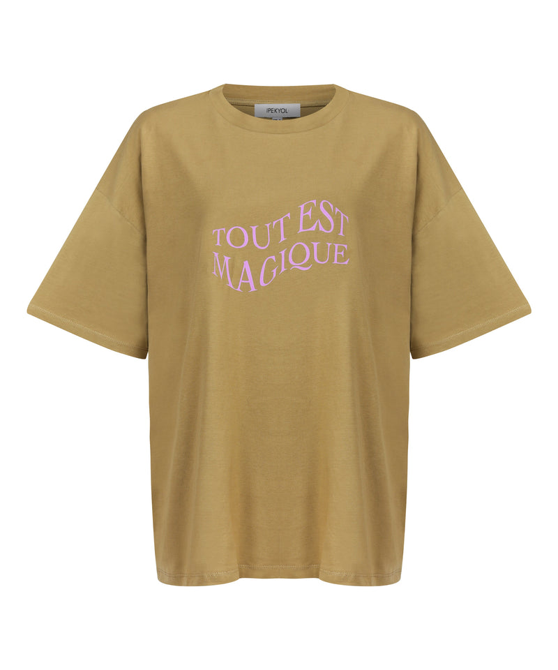 Ipekyol Slogan Print Oversized T-Shirt Natural