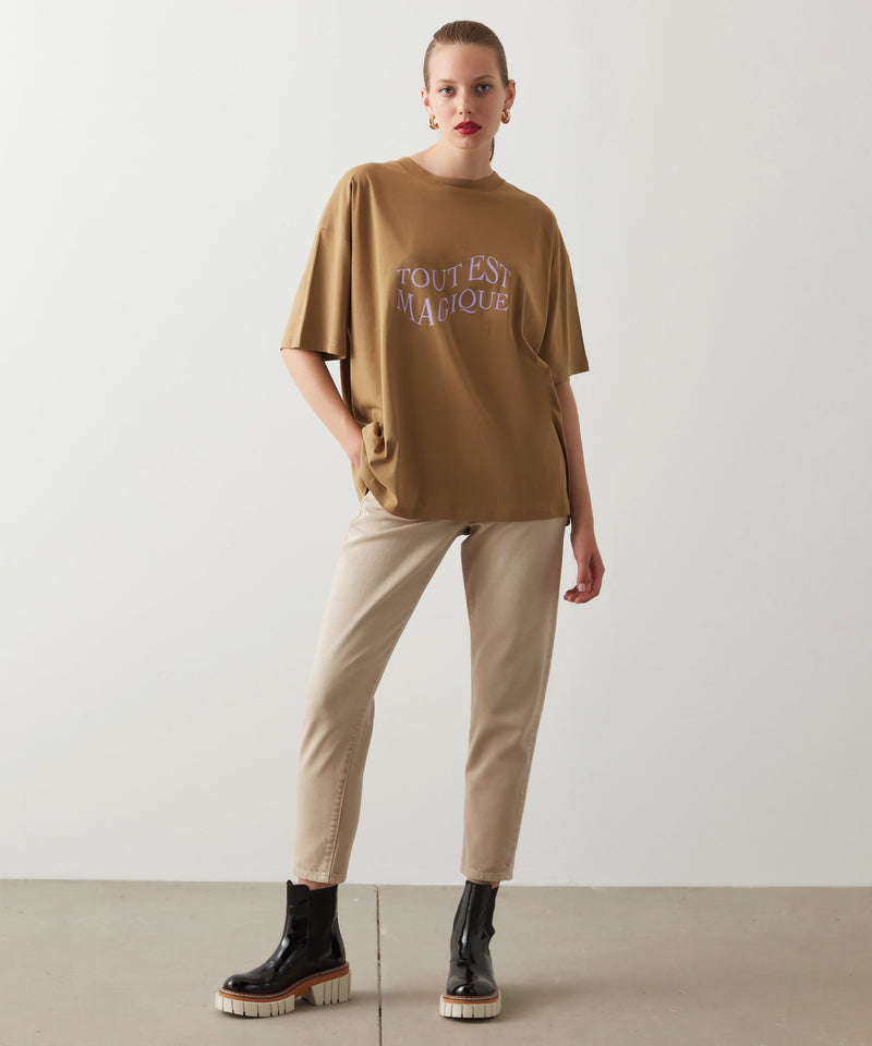 Ipekyol Slogan Print Oversized T-Shirt Natural