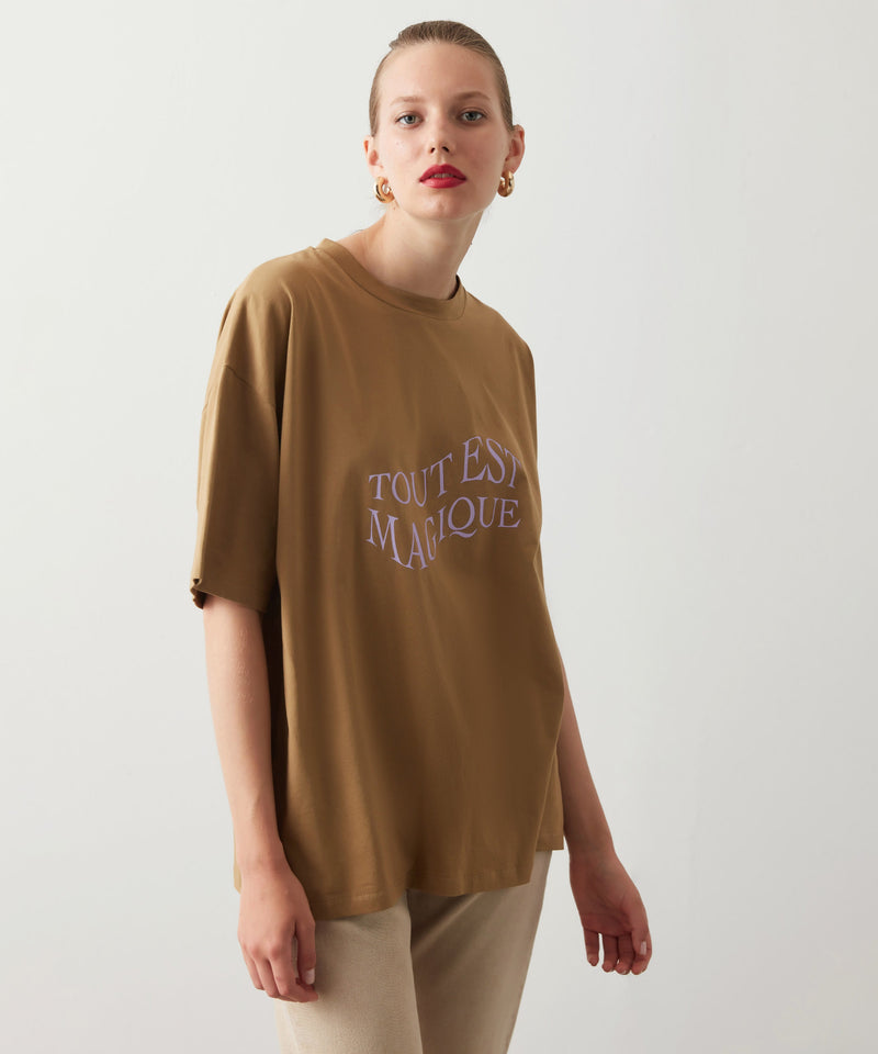 Ipekyol Slogan Print Oversized T-Shirt Natural