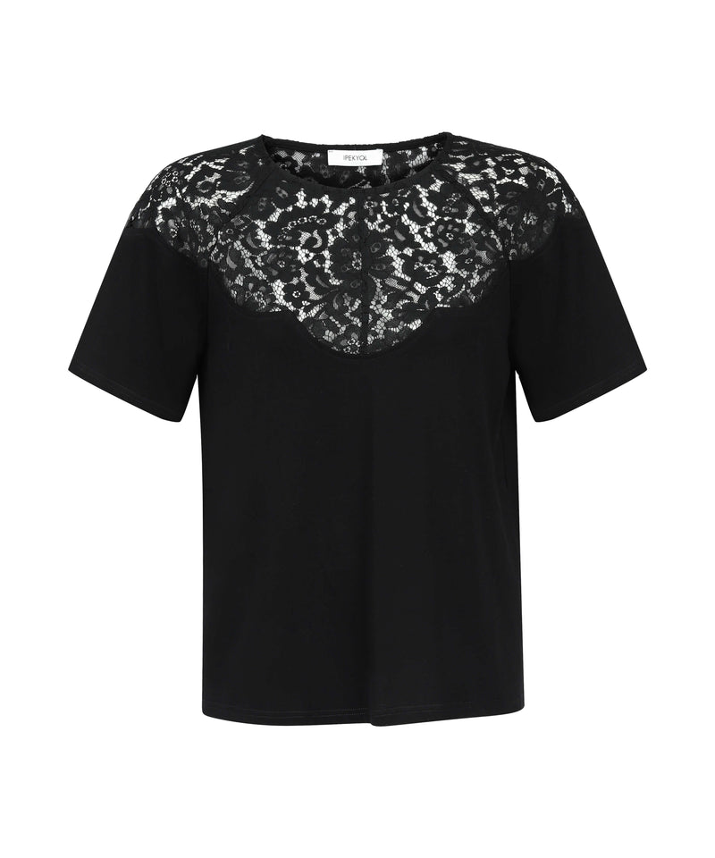 Ipekyol Lace Detail T-Shirt Black