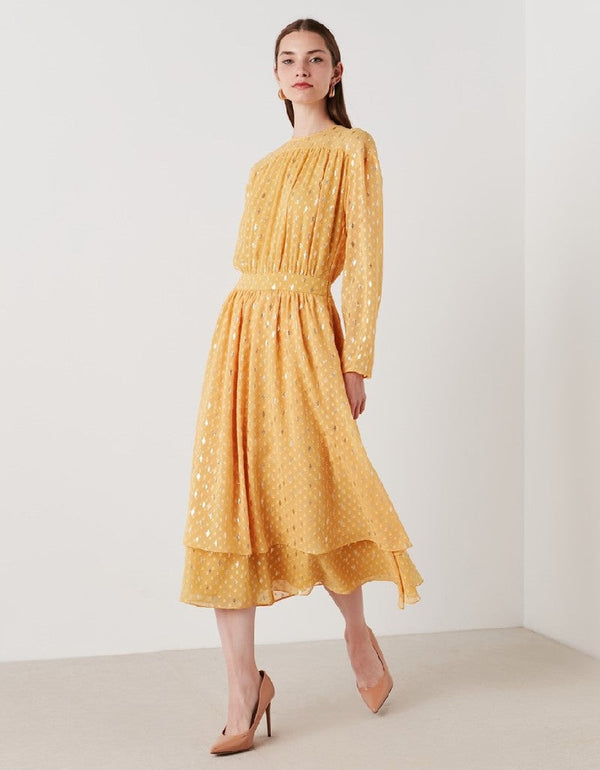 Ipekyol Lurex Midi Dress Mustard