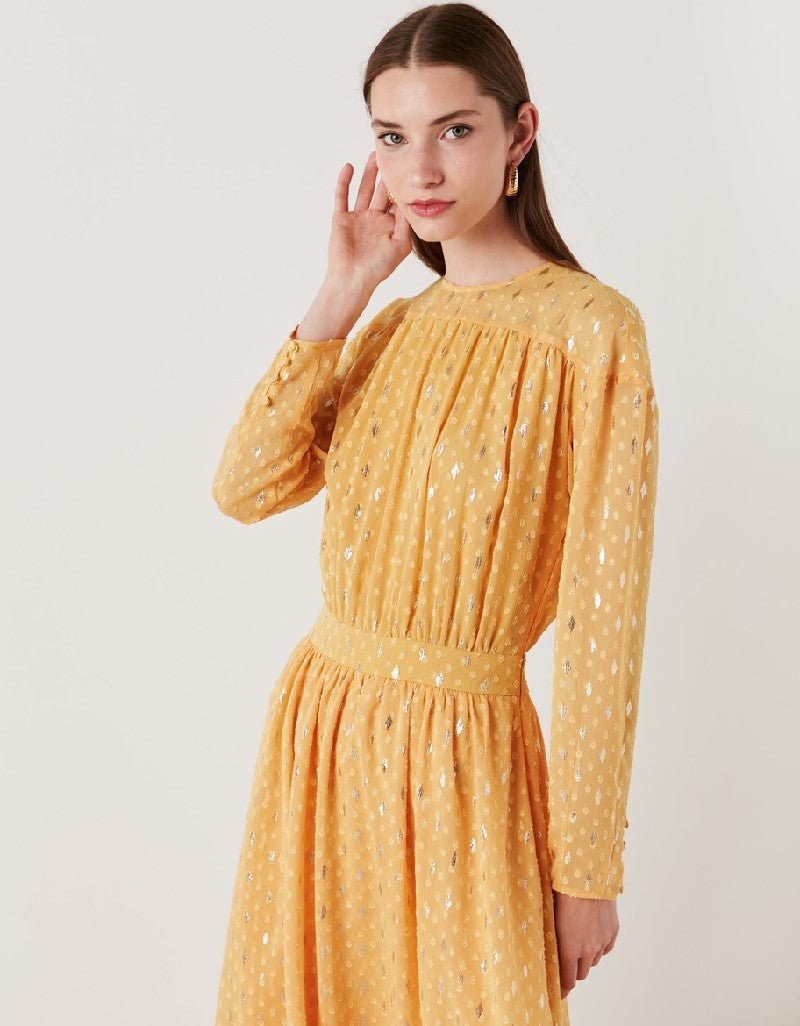 Ipekyol Lurex Midi Dress Mustard